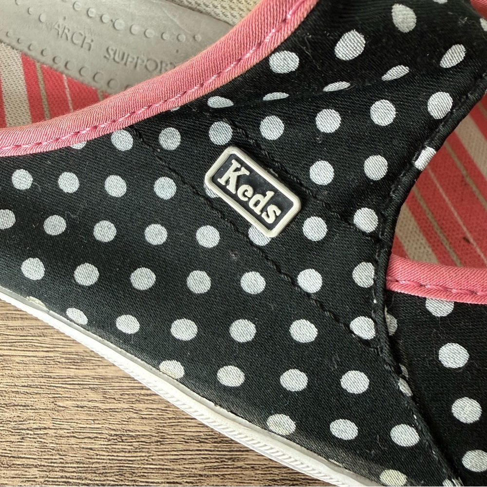 Keds Black Polka Dot Mary Jane Mules with Pink Trim - Picture 5 of 13